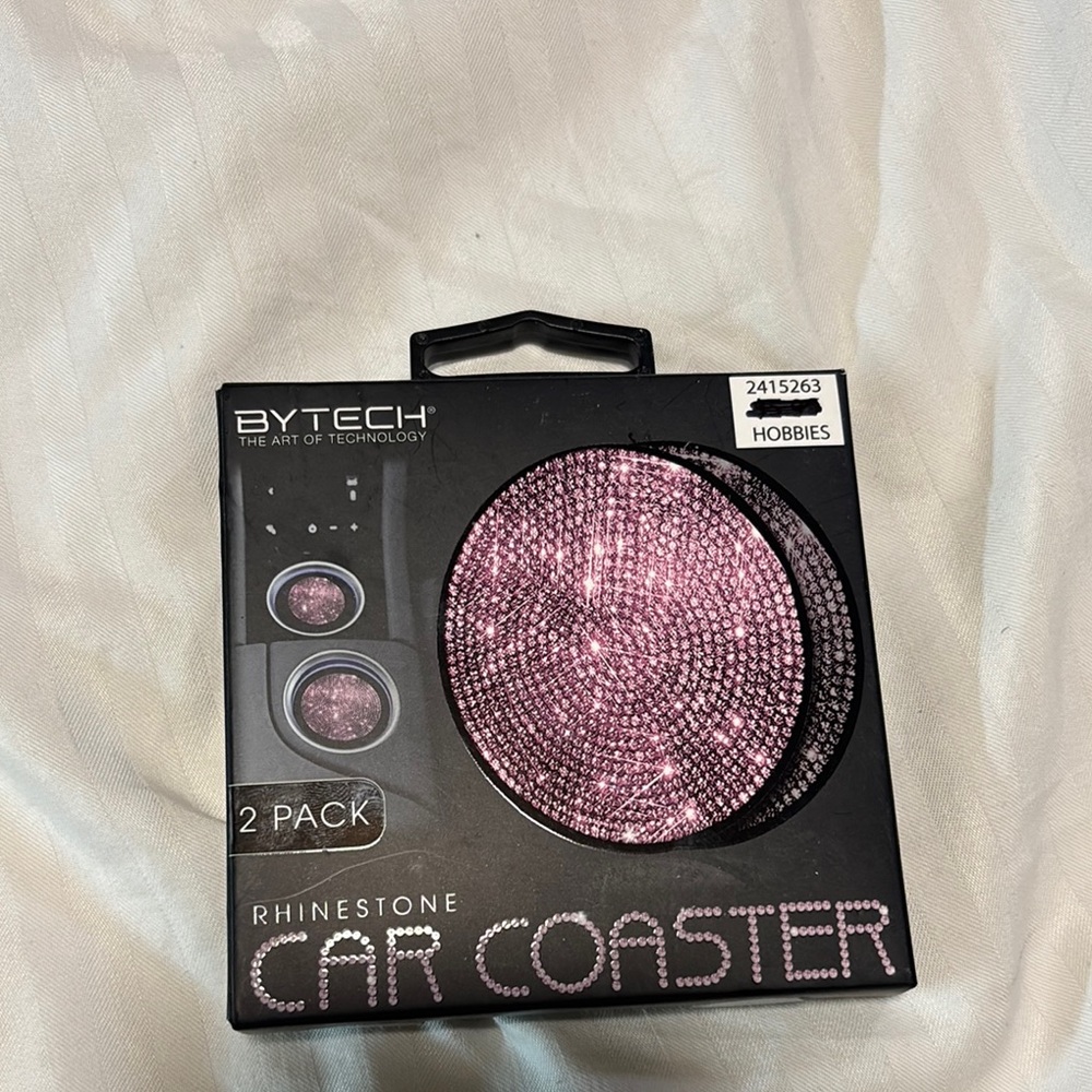 Bytech Pink Rhinestone Car Coaster 2 Pack